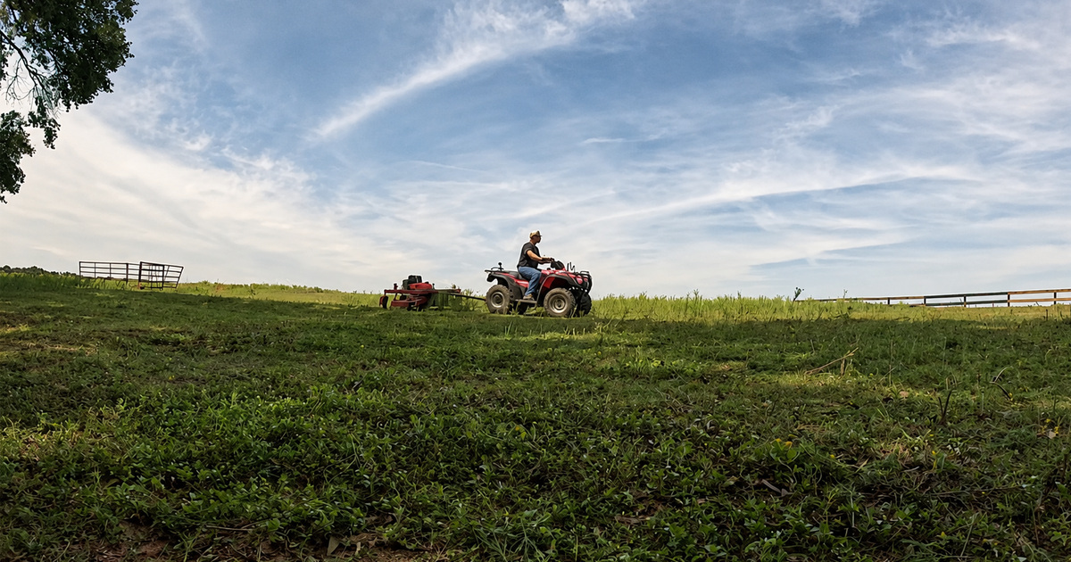 ATV pulling the BrushRipper across a maintained pasture