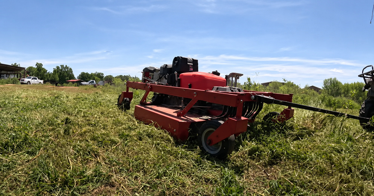 BrushRipper 44 cutting tall grass in an overgrown field