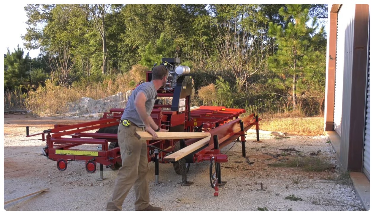 Cook’s Board Edger Transfer Deck integrated with a full sawmill system including log deck and sharpening station. Highlights automated board transfer, smooth workflow, and seamless connection between Cook’s sawmill equipment for maximum production efficiency.