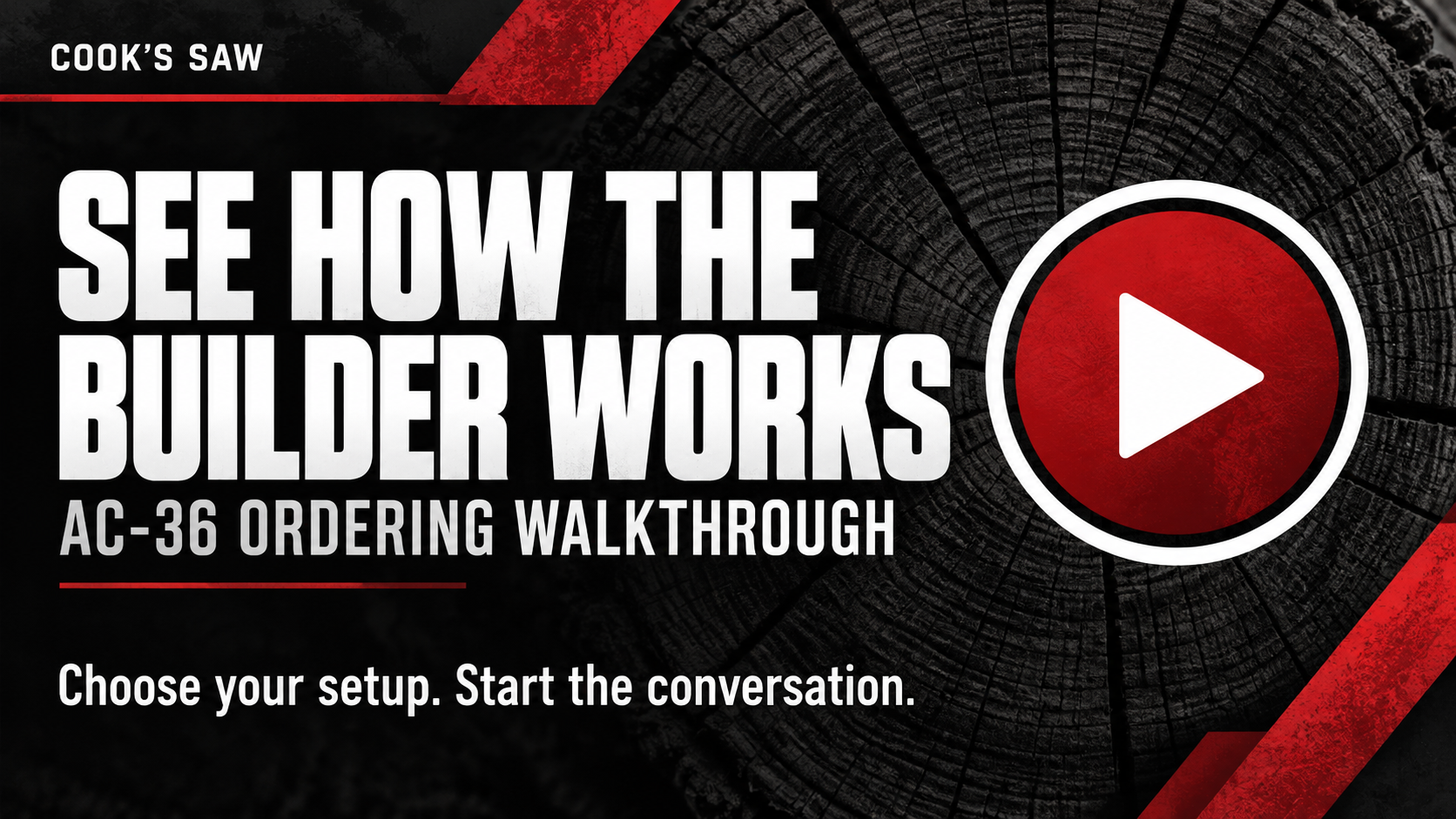 AC-36 ordering walkthrough video graphic with a red play symbol.